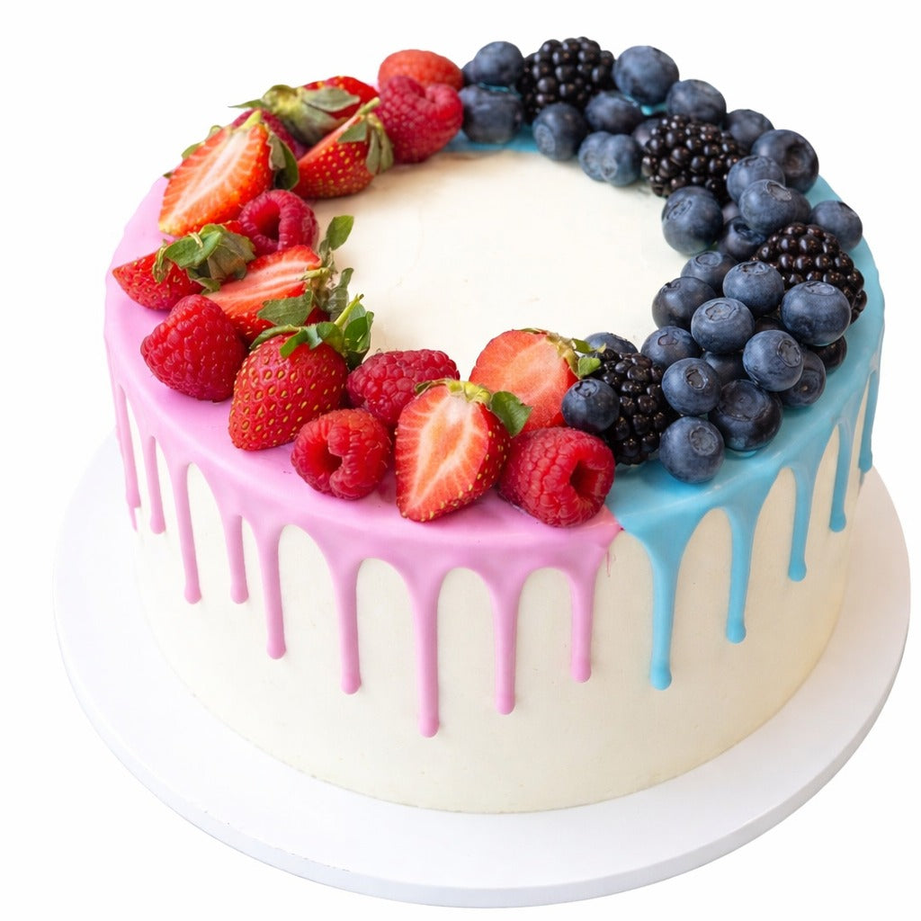 Berry Drip Gender Reveal Cake