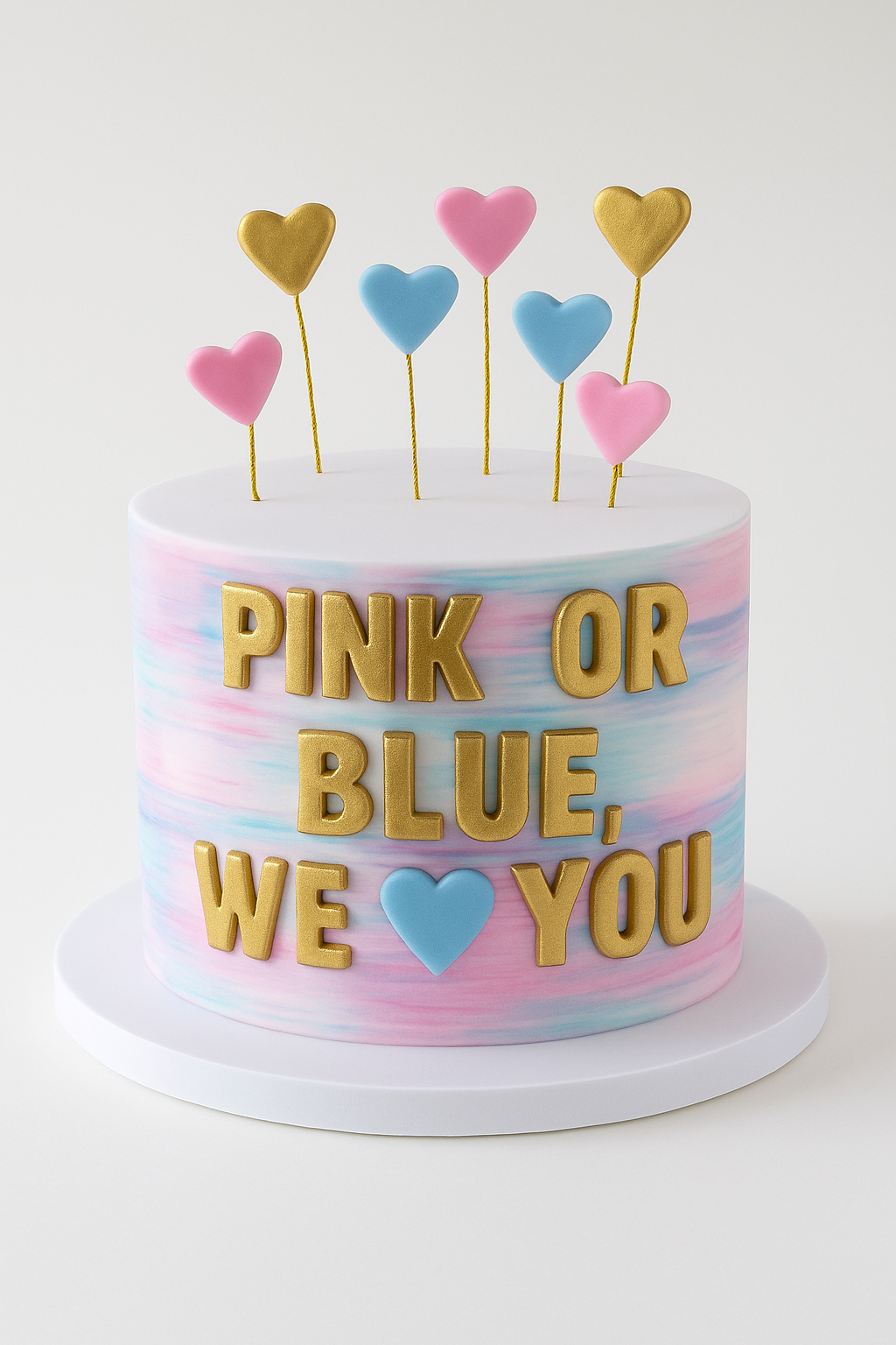 Pink or Blue Watercolour Cake From