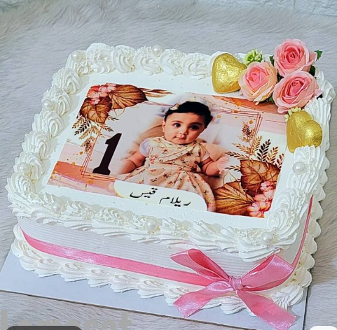Personalised Baby Photo Cream Cake