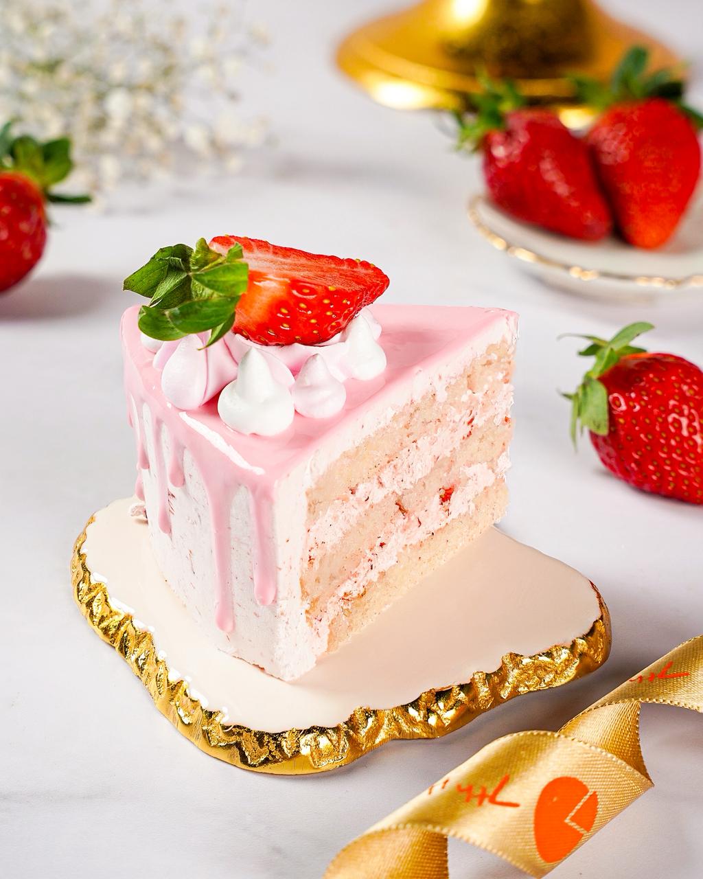 Strawberries & Cream Cake Slice